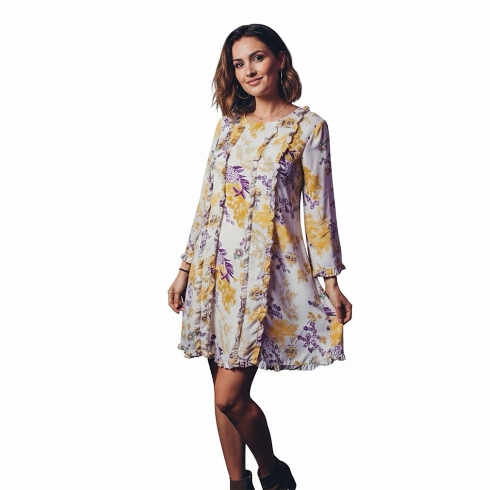 by TiMo | Floral Ruffle Long Sleeve Mini Dress Size‎ XL